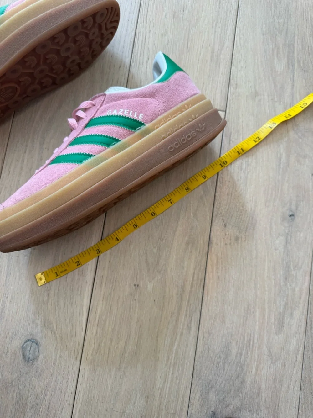 adidas Pink and Green Gazelle Platform Sneakers - Picture 9 of 9